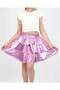 Girls' Metallic Shimmering 3-Layer Ruffled Skirt with Elastic Waistband — Dusty Rose - 3