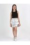 Girls' Elastic-Waist Metallic Shimmering 3-Layer Ruffled Skirt — Silver - 3