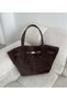 Brown Suede Ruched Women's Clutch Bag and Shoulder Bag with Magnetic Closure (43 cm x 26 cm) - 3