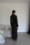 Premium Long Black Maxi Dress with a V-Neck, Deep Slit, Padded Shoulders, and Button Details with Collar Detail - 6