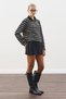 Polo Neck Striped T-Shirt Black - 7