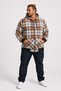 Kangaroo Pocket Flannel Shirt Stripe 22209 Terracotta Color - 2