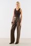 HIGH-WAISTED STRAIGHT-FIT LONG JEANS, BROWN - 2