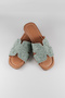 Women's Green Knitted Woven Genuine Leather Casual, Comfortable, and Stylish H Slippers - 8
