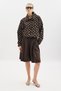 High Collar Detailed Shirt Brown-Polka Dot - 6