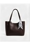 Brown Women's Scarf Zippered Shopper Hand and Shoulder Bag - 2