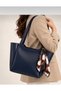 Navy Blue Women's Scarf Zippered Shopper Hand and Shoulder Bag - 2