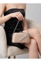 Women's Evening Clutch Bag with 10 Stones, Satin, Silver Accents, and Chain Strap—Perfect for Weddings and Engagements