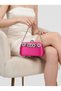 Fuchsia Pink Satin Clutch Bag with Gemstones and Silver Accents, Chain Strap, for Women—Evening Wear, Weddings, and Engagements