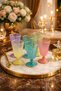 6-Pack Flute-Shaped Glass, Colored, Gold-Rimmed Coffee-Sized Water Glass, Goblet, Cup, 75 ml - 3