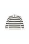 Ecru Polo Collar Striped Oversized Sweater - 6