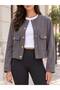 Women's Gold Buttoned Pocketed Suede Jacket 2459-Thl