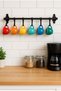 UGAR || 50 cm Black 6-Hook (FULL METAL) Kitchen and Bathroom Towel, Mug, Cup, and Spoon Holder; Matte Black Metal Kitchen Rack; Wall-Mounted Multipurpose Mug and Cup Holder; Hooked Kitchen Organizer - 4