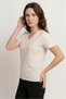 WOMEN'S Set-In V-Neck Slit-Collar Detail T-Shirt, Jersey-Modal Blend - 6
