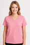 WOMEN'S Set-In V-Neck Slit-Collar Detail T-Shirt, Jersey-Modal Blend - 2