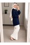 Navy Blue Crew Neck Oversize Women's Knitwear Tunic - 5