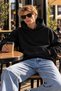 Standard Fit Basic Hooded Sweatshirt with Pockets, Black