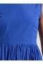 Blue Boat Neck Sleeveless A-Line Maxi Dress - 4