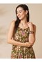 Olive Floral Tiered Midi Dress - 5
