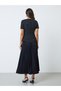 Black Twee-Look Pleated A-Line Maxi Dress - 5