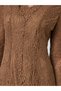 Brown Lace Long Sleeves A-Line Maxi Dress - 3