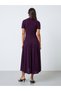 Purple Knit Midi Dress with Open Collar - 4