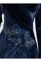 Navy Blue Embellished Velvet-Look Mermaid Hem Maxi Dress - 4