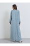 Light Blue Front Open Tweed-Look Winter Abaya - 4