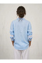Blue Relaxed Fit Shirt with Lace Cuffs - 4