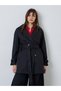 Black Regular Fit Longline Belted Trench Coat - 3