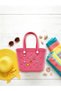 Pink Textured Tote Bag - 3