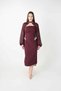 Double Fabric Strapless Pencil Dress with Bolero Detail - Bordo - 2