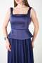 Top Satin Bottom Chiffon Designer Dress - Dark Blue - 4