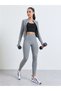 Grey Half Panel Rib Textured Zip Up Jacket and Leggings Set