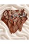 Brown 100% Wool Cashmere Scarf with Pearls - 3