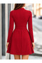 Women's long sleeve mock neck short modal dress with buckle detail at the waist. - 3