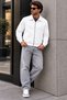 Men's White Jacket with Zipper and Zippered Pockets - 4