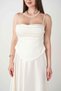 Satin Fabric Drawstring Detailed Strap Evening Dress - White - 3