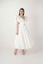 Taffeta Fabric Shoulder Flounce Midi Dress - White - 3