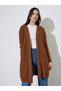 Brown Knee-Length Hooded Cardigan - 3