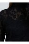 Black Lace High Neck Fitted T-Shirt - 4