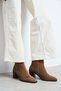 Sirius Desert Dark Beige Suede Leather Women's Chelsea Boots with Zipper and Thick Block Heel - 3