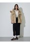 Beige Longline Regular Fit Padded Coat with Faux Fur Hood - 2