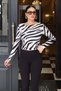 Sheer Long-Sleeved Blouse with Zebra Print, Black - 5
