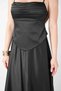 Satin Fabric Drawstring Detailed Strap Evening Dress - Black - 3