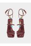 Burgundy Embellished High Heel Sandals - 5