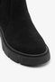Black Suede Genuine Leather Buckled Women's Boots with Thick Soles - 2
