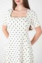Scuba Fabric Square Neck Midi Dress - White - 3