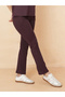 Brown Ribbed Flared Active Pants with Pockets - 3