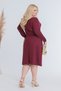 Women's Burgundy and Gold Buckle Detail Plus-Size Stretch Midi Dress - 6